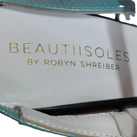 Beautiisoles by Robyn Schreiber Blue Black White Patent Leather Mary Jane - Picture 12 of 16